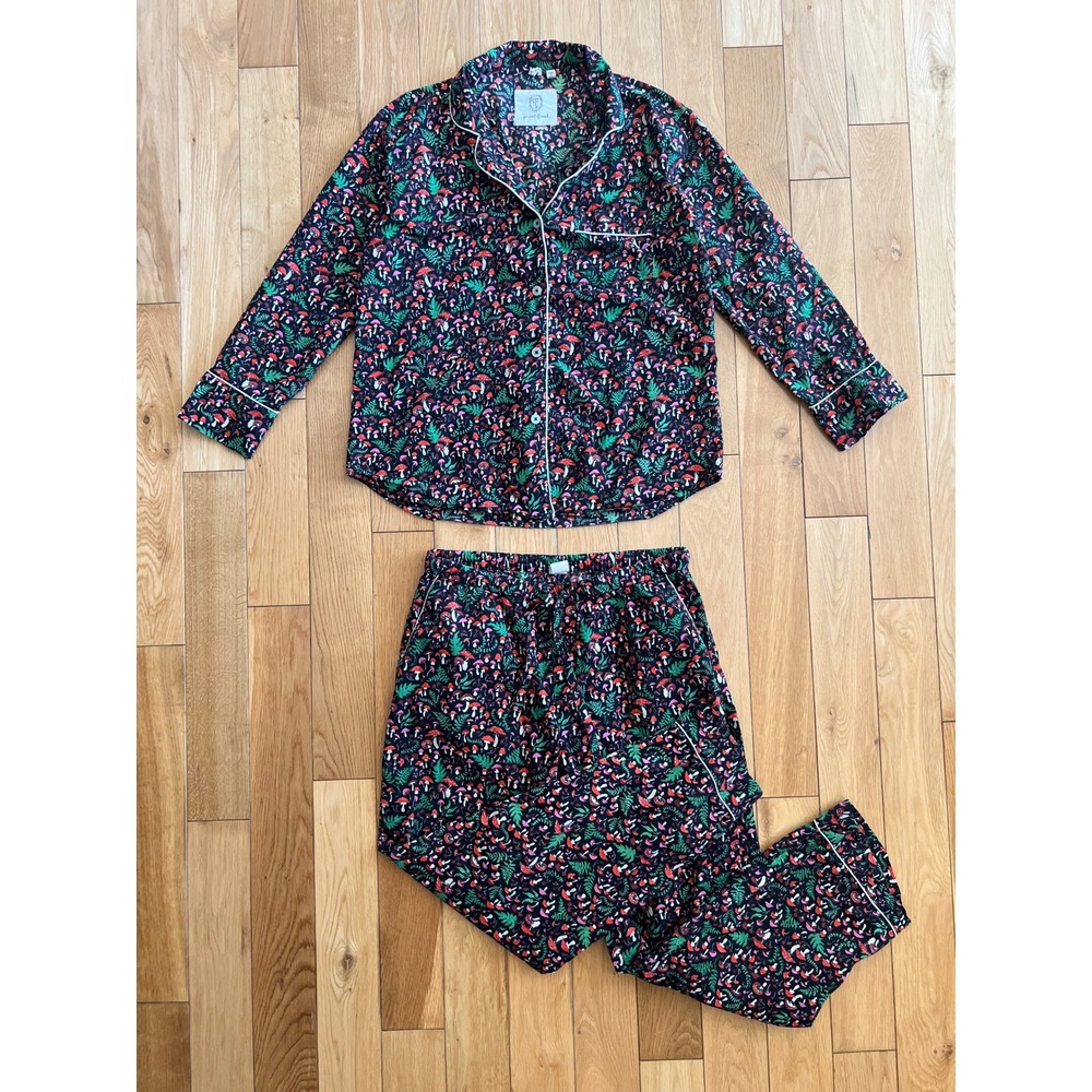 Printfresh Toadstools Mushrooms Long Sleeve Pajama Set Organic Cotton Size S